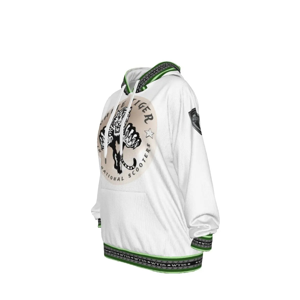 White Tiger International Scooters Limited Edition Unisex Pullover Hoodie, Plunging Pearl Tiger, Yoycol