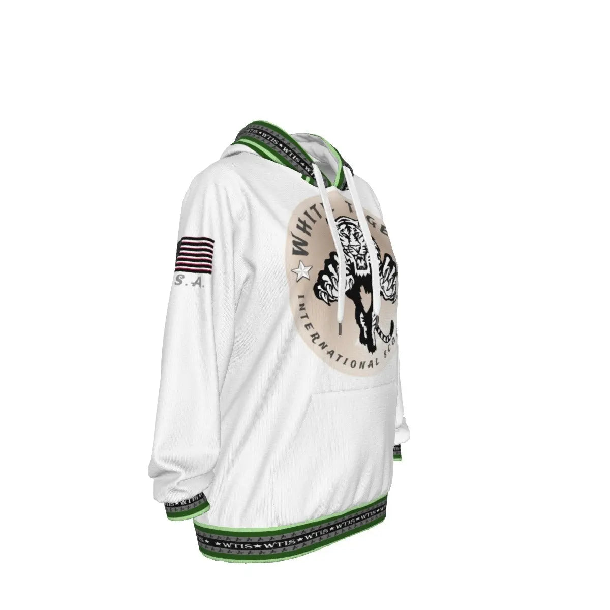 White Tiger International Scooters Limited Edition Unisex Pullover Hoodie, Plunging Pearl Tiger, Yoycol