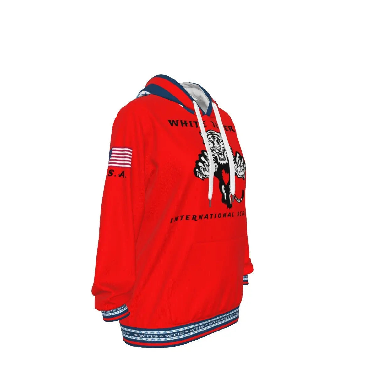 White Tiger International Scooters Limited Edition Unisex Pullover Hoodie, Plunging Tiger, Red Yoycol