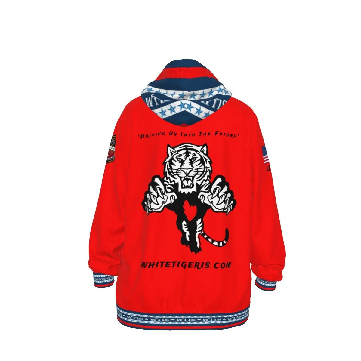 White Tiger International Scooters Limited Edition Unisex Pullover Hoodie, Plunging Tiger, Red Yoycol