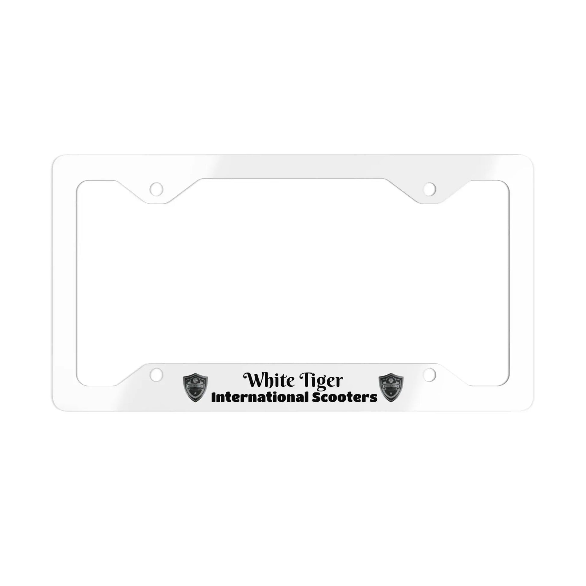 White Tiger International Scooters Metal License Plate Frame Limited Edition (Gray) (Chrome) Printify