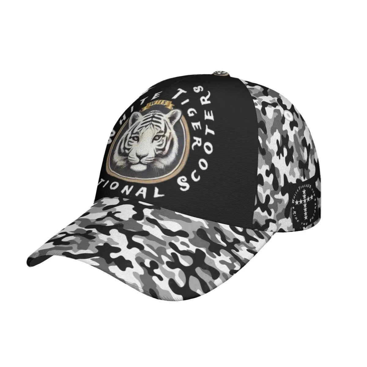 White Tiger International Scooters  Peaked Cap With Box, Black Camo Yoycol