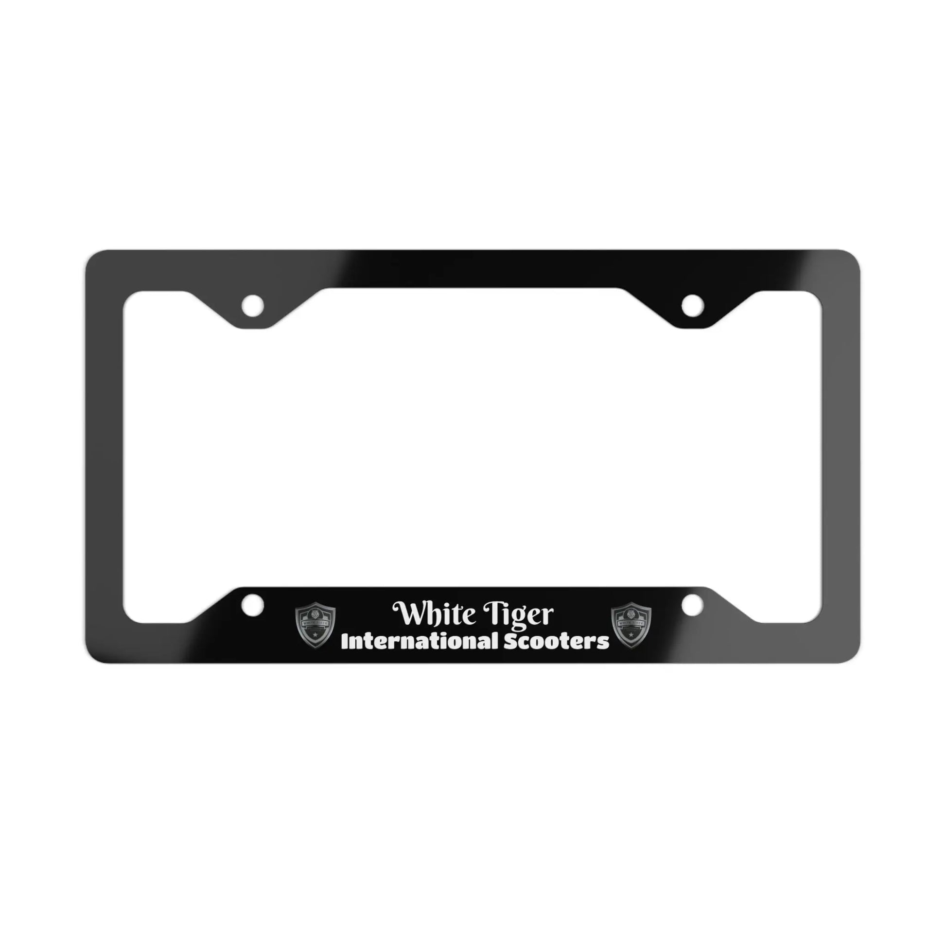 White Tiger International Scooters, Metal License Plate Frame Limited Edition (Gray) (Black) - American Roasting Company