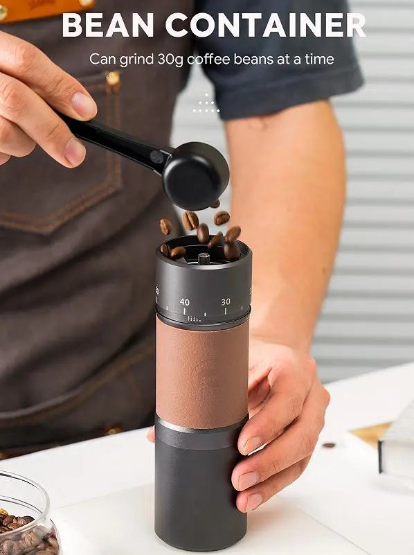 Hand-held coffee bean grinder. (30g, classic European / multi-gear grinding control / anti-slip silicone ring) Doba