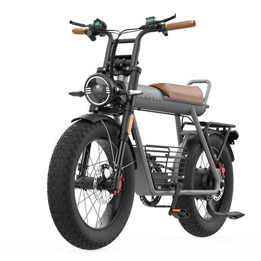 Adult, Off-road electric bike 20"*5.0 fat tires Equipped with super motor 1000W 48V25AH lithium battery Pure electric max travel 100km Speed 45km/h Aluminum alloy frame (Gray) Doba