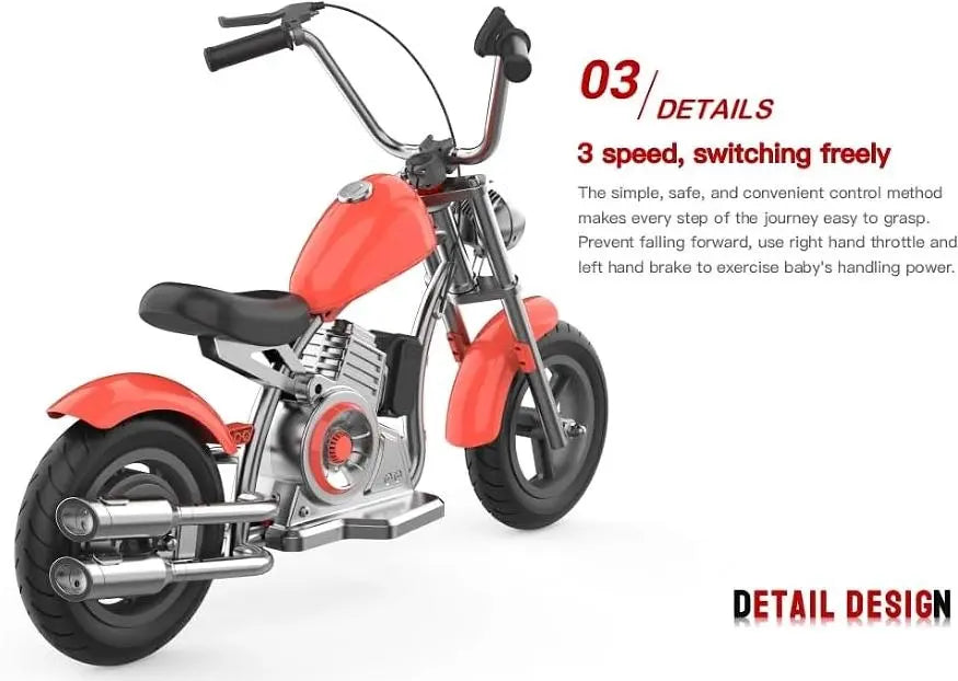 Kids Electric Motorcycle  Red Harley Modeling speed 16km / h load 75kg climbing 12° range 12km LED lighting simulation fuel engine sound wave and magic smoke simulation exhaust fog Doba