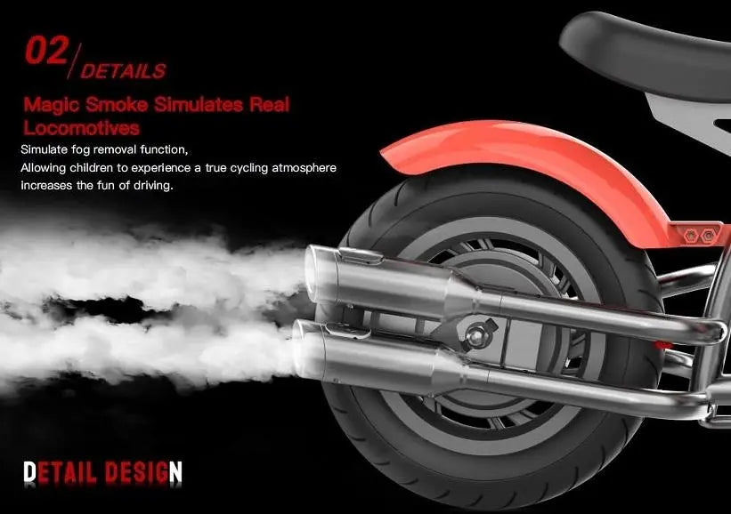 Kids Electric Motorcycle  Red Harley Modeling speed 16km / h load 75kg climbing 12° range 12km LED lighting simulation fuel engine sound wave and magic smoke simulation exhaust fog Doba