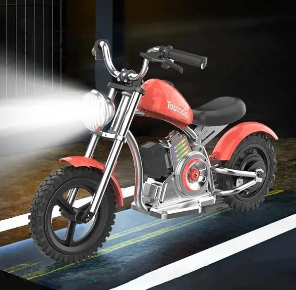 Kids Electric Motorcycle  Red Harley Modeling speed 16km / h load 75kg climbing 12° range 12km LED lighting simulation fuel engine sound wave and magic smoke simulation exhaust fog Doba