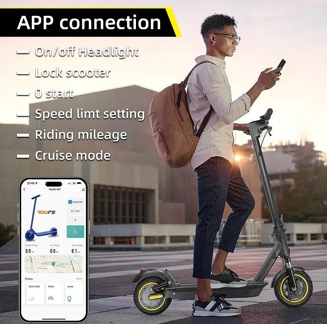 E Scooter, 350W motor, Electric folding scooter 350W motor 25 km/h speed 10-inch tire load 130kg climb 15-25° range 40-50km LED lighting, scooter off-road Doba