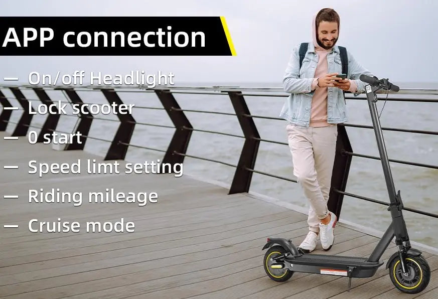 E Scooter, 350W motor, Electric folding scooter 350W motor 25 km/h speed 10-inch tire load 130kg climb 15-25° range 40-50km LED lighting, scooter off-road Doba