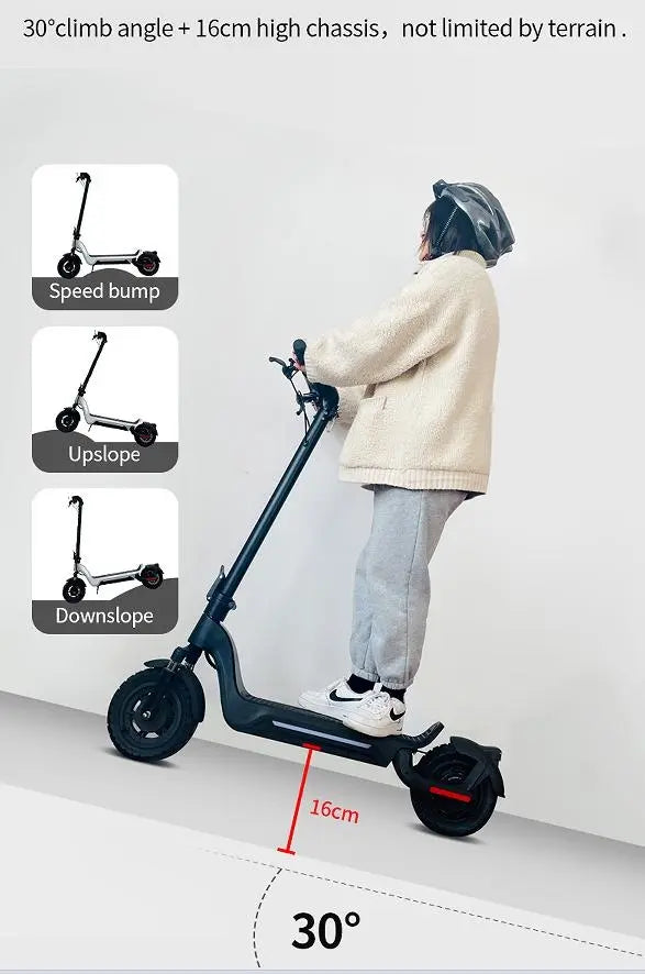 E Scooter, 600W Electric balance scooter.  40 km/h speed LCD instrument, portable folding load 120kg climbing 18° range 50-70km LED lighting Doba