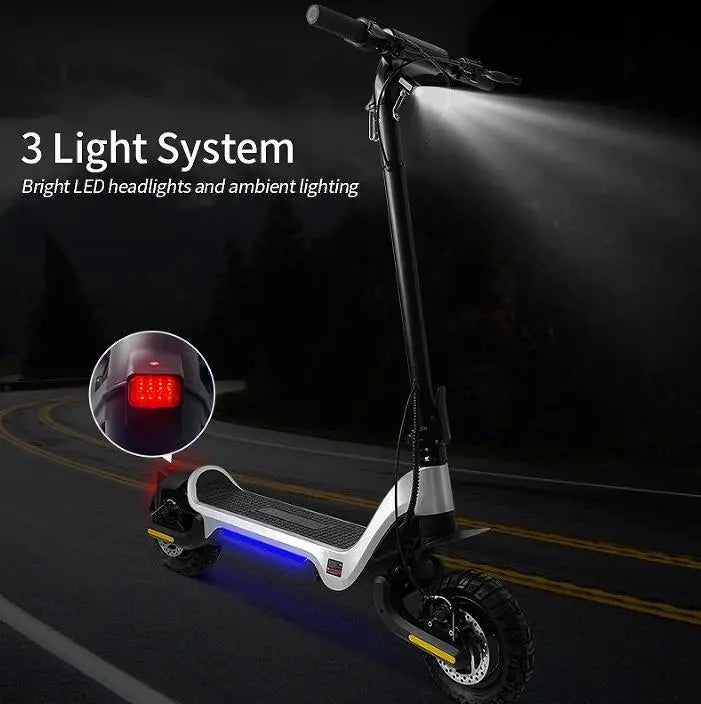 E Scooter, 800W electric scooter.  40 km/h speed LCD instrument, portable folding load 120kg climbing 18° range 50-70km LED lighting Doba