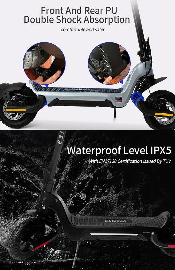 E Scooter, 800W electric scooter.  40 km/h speed LCD instrument, portable folding load 120kg climbing 18° range 50-70km LED lighting Doba