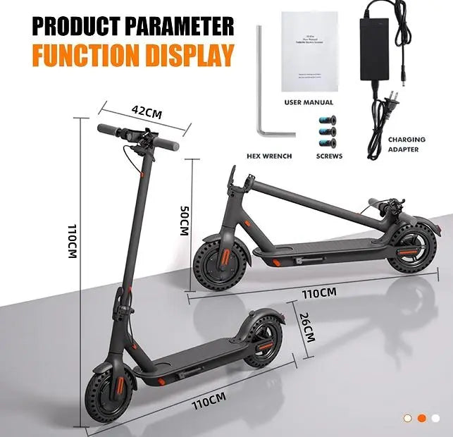 E Scooter, 350W Electric Balance Scooter 30 km/h speed portable folding load 120kg climb 15° range 35km LED lighting Doba