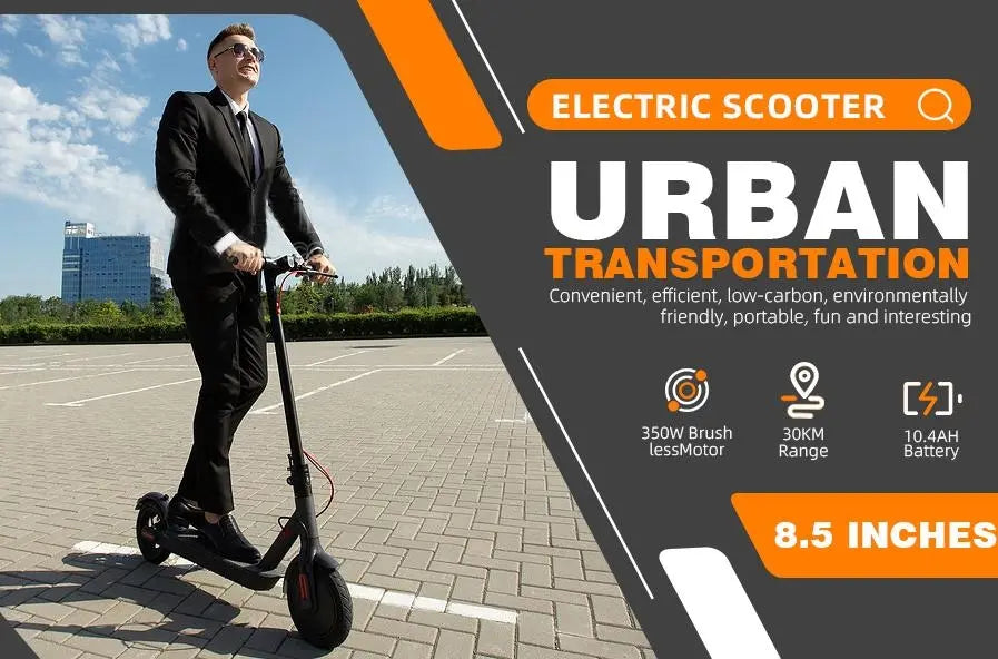 E Scooter, 350W Electric Balance Scooter 30 km/h speed portable folding load 120kg climb 15° range 35km LED lighting Doba