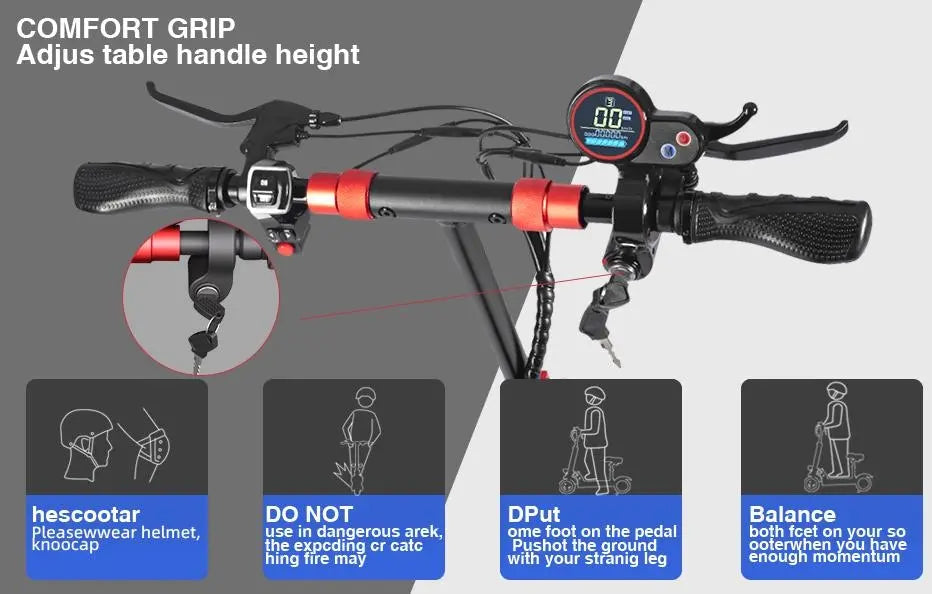 E Scooter, 800W Electric balance scooter.  45 km/h speed portable folding load 120kg climb 20° range 50km LED lighting adult universal Doba