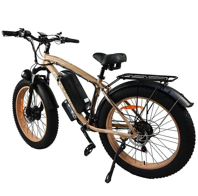 Adult, Baolujie Electric Bike 2000W electric cross-country bike.  45 km/h vertical bar folding instrument LCD load 100kg power endurance 90-100km LED lighting adult universal (Beige or Green) Doba