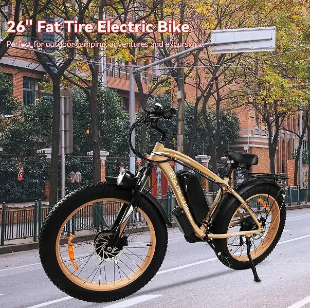 Adult, Baolujie Electric Bike 2000W electric cross-country bike.  45 km/h vertical bar folding instrument LCD load 100kg power endurance 90-100km LED lighting adult universal (Beige or Green) Doba