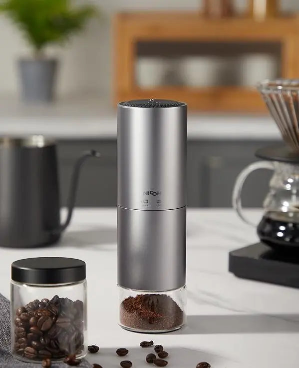 Portable electric coffee bean grinder (vehicle wireless charging grinding 25 cups / time, 5600 mAh lithium capacity, coffee bean capacity 25g) Doba