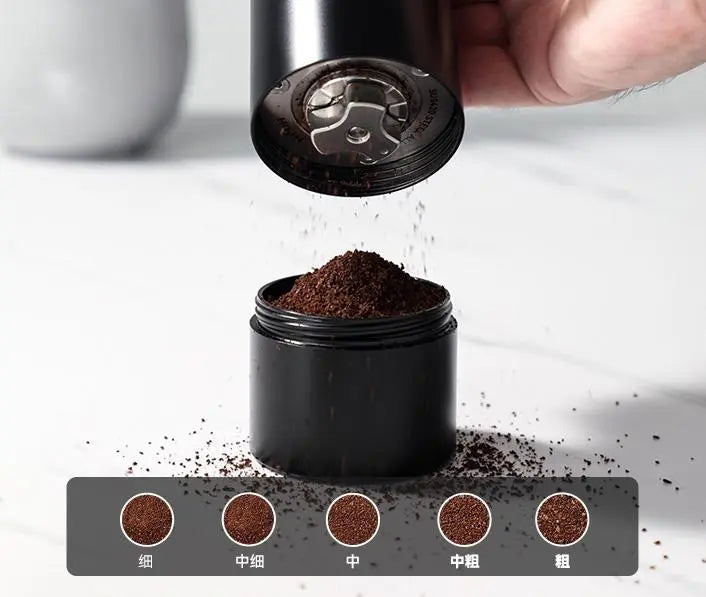 Portable electric coffee bean grinder (vehicle wireless charging grinding 25 cups / time, 5600 mAh lithium capacity, coffee bean capacity 25g) Doba