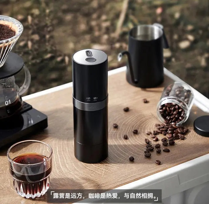 Portable electric coffee bean grinder (vehicle wireless charging grinding 25 cups / time, 5600 mAh lithium capacity, coffee bean capacity 25g) Doba